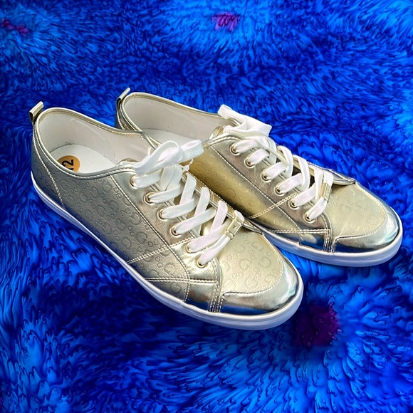 Guess Shoes - Gold GUESS GOODLY logo sneaker NWOT - Womens 12 - RARE!